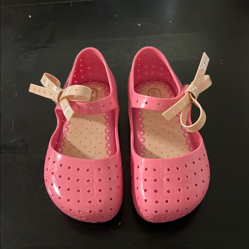Mini Melissa Pink and Cream Sandals with Bow Accents